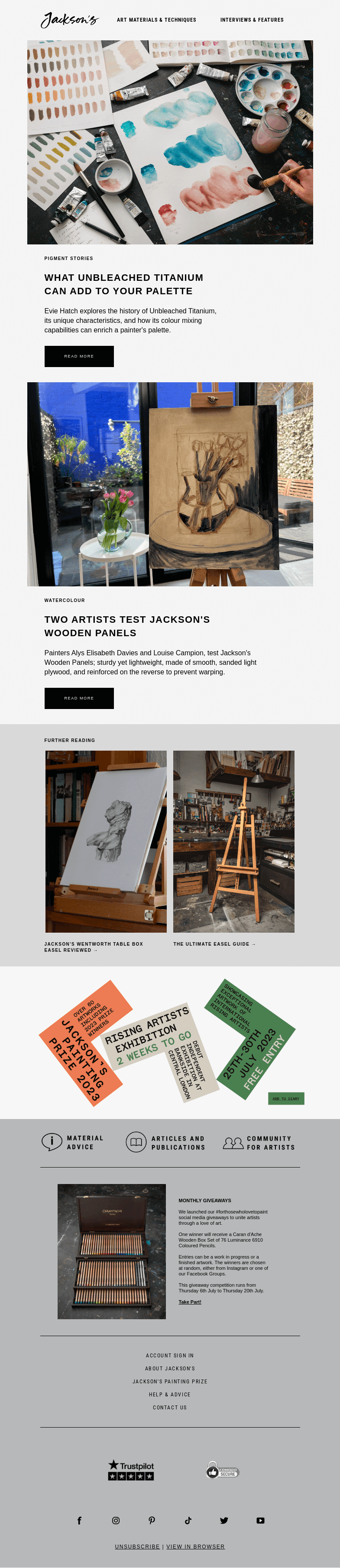 Письмо компании «Jackson's Art» на тему «What Unbleached Titanium Can Add to Your Palette»
