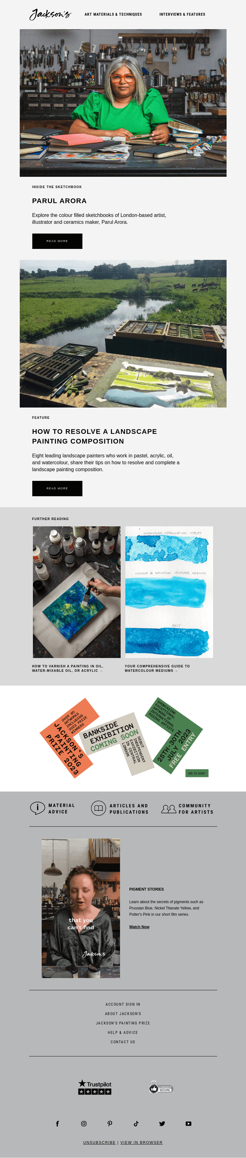 Письмо компании «Jackson's Art» на тему «Inside the Sketchbook of Parul Arora»