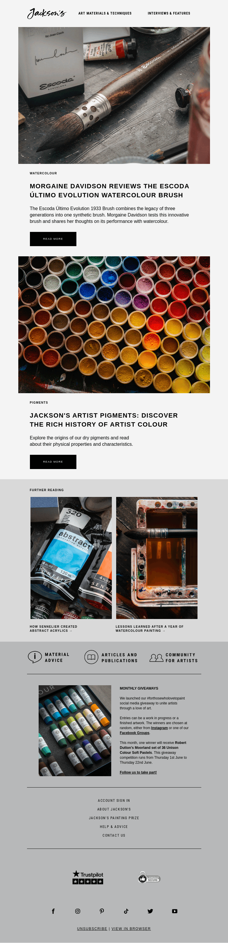 Письмо компании «Jackson's Art» на тему «Morgaine Davidson Reviews the Escoda »