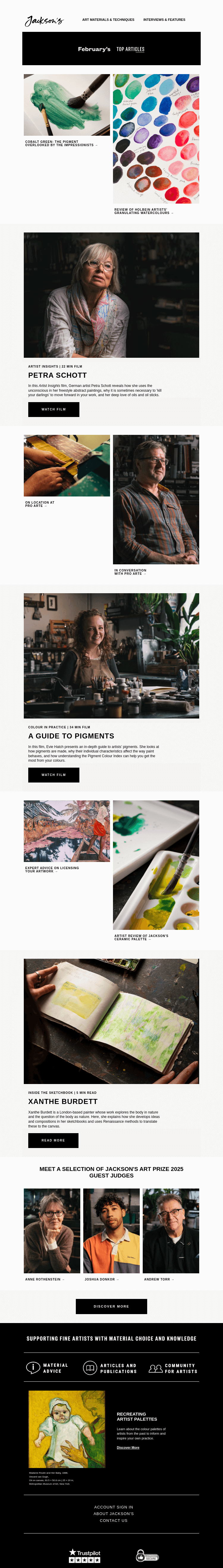 Письмо компании «Jackson's Art - In the Studio» на тему «Great Articles You Might Have Missed»