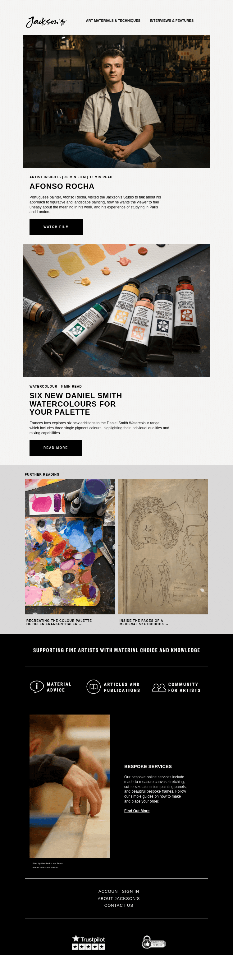 Письмо компании «Jackson's Art - In the Studio» на тему «Artist Insights: The Provocative Paintings of Afonso Rocha»