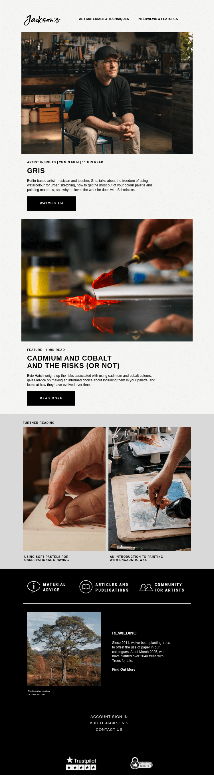 Письмо компании «Jackson's Art - In the Studio» на тему «Artist Insights: Urban Sketcher, Gris»
