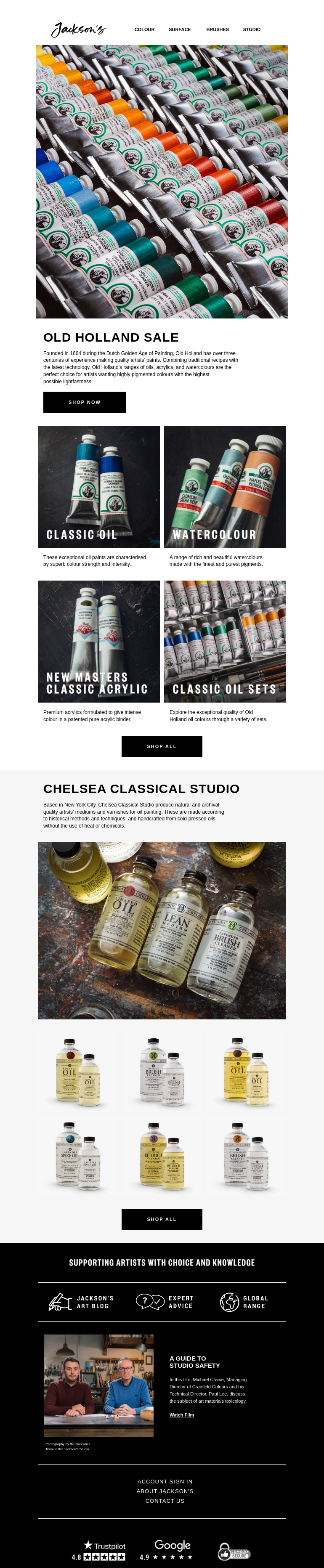 Письмо компании «Jackson's Art - In the Studio» на тему «Old Holland Sale»