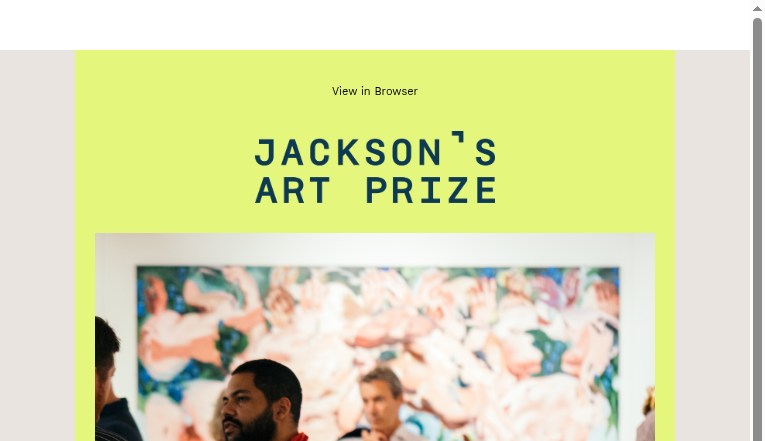 Письмо компании «Jackson's Art - In the Studio» на тему «Free Entry to Jackson's Art Prize»