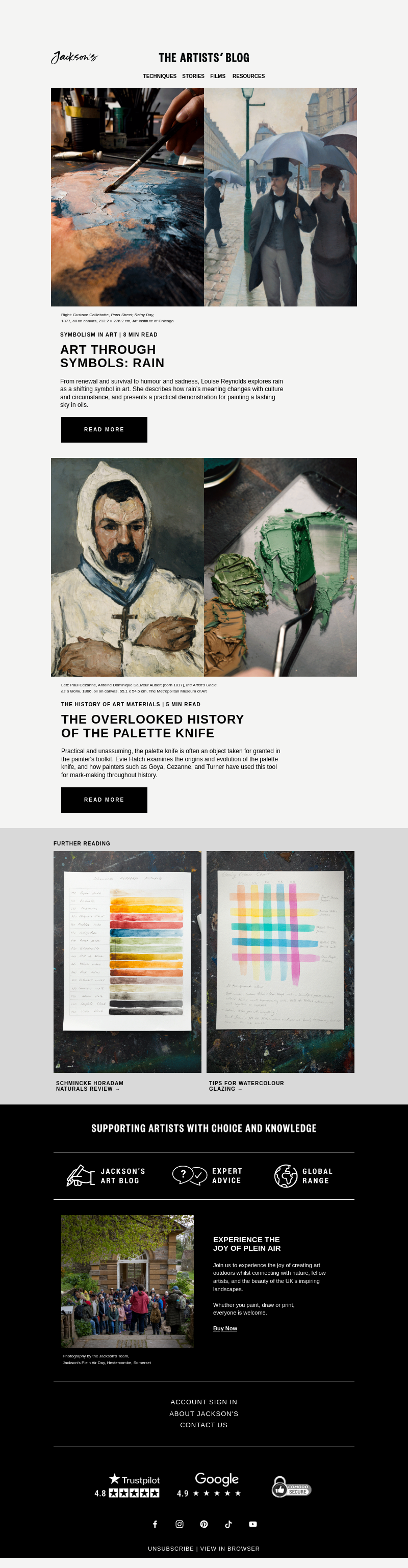 Письмо компании «Jackson's Art - In the Studio» на тему «Painting Rain – Daydreams and Deluge»