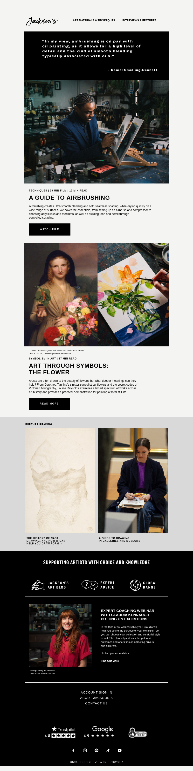 Письмо компании «Jackson's Art - In the Studio» на тему «A Filmed Introduction to Airbrushing»