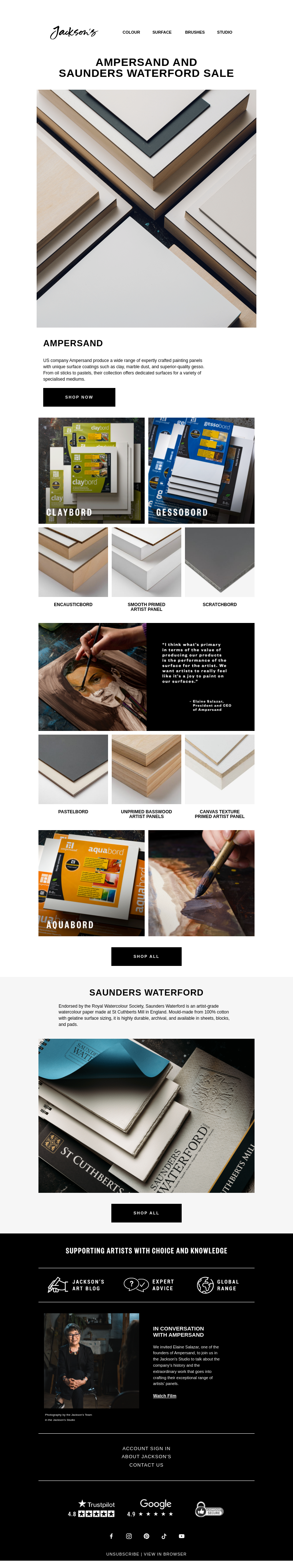 Письмо компании «Jackson's Art - In the Studio» на тему «Ampersand Sale»