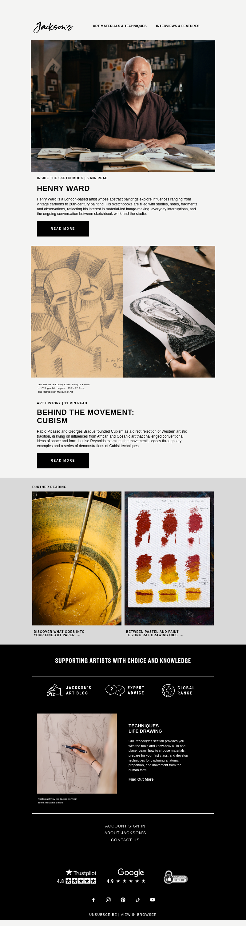 Письмо компании «Jackson's Art - In the Studio» на тему «Inside the Sketchbook of Abstract Painter Henry Ward»