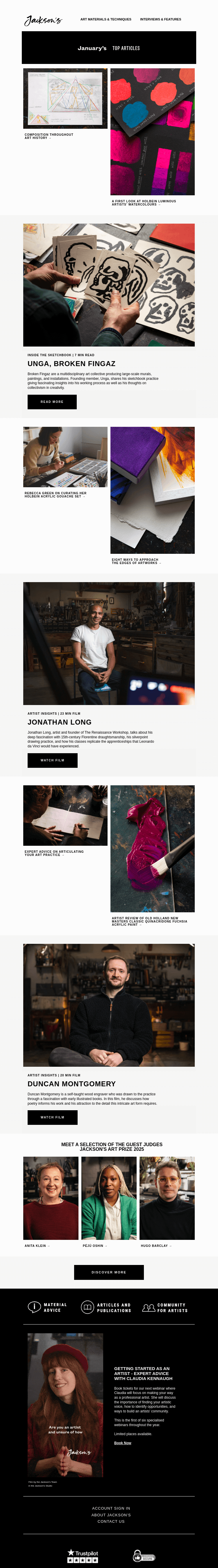Письмо компании «Jackson's Art - In the Studio» на тему «Great Articles You Might Have Missed»