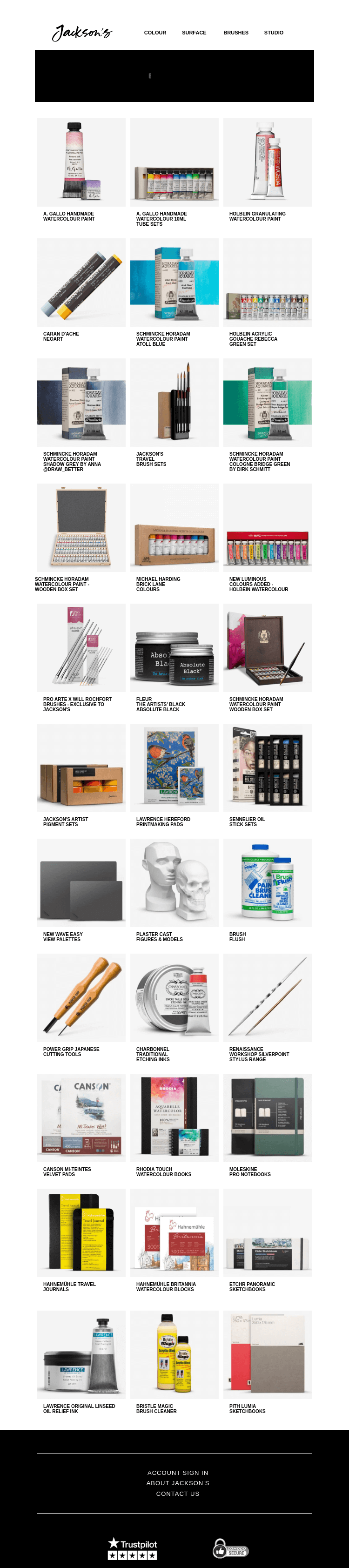 Письмо компании «Jackson's Art - In the Studio» на тему «Exciting New Products and Ranges»