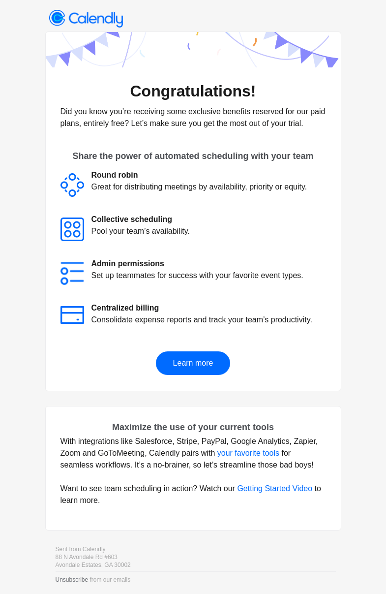 Письмо компании «Calendly» на тему «Psst…»