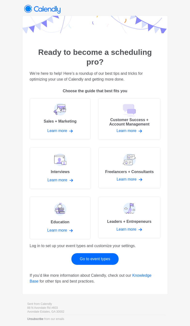 Письмо компании «Calendly» на тему «Let’s»