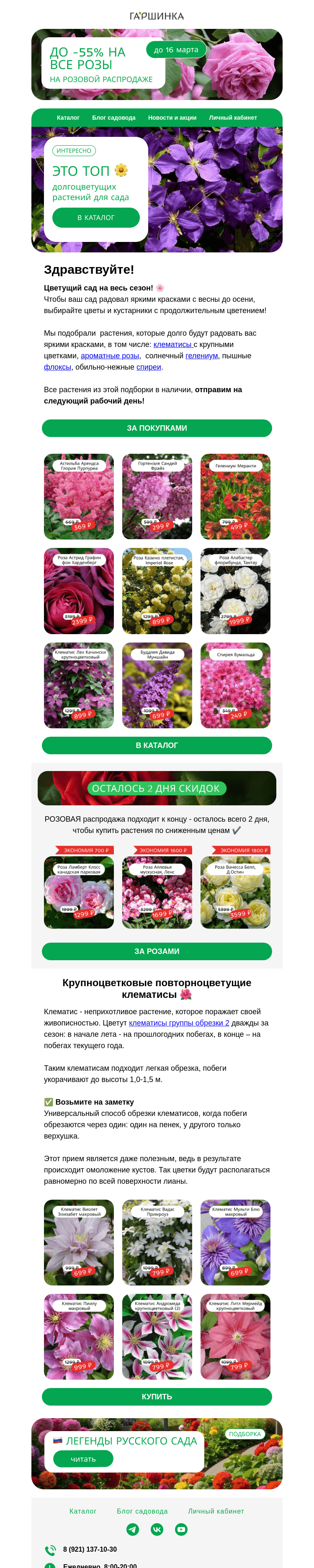 Письмо компании «Гаршинка.ру» на тему «ТОП 🏆 долгоцветущих растений для вашего сада🌺💮🏵️»