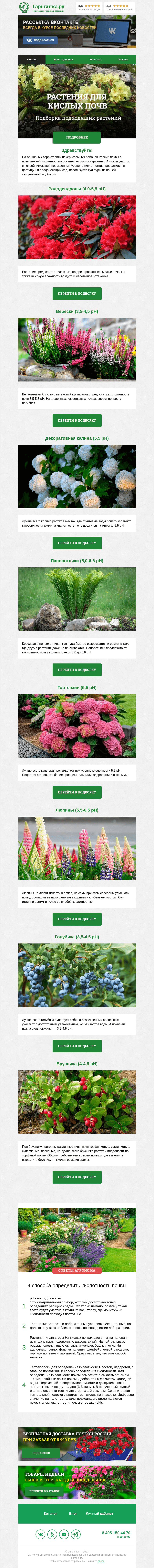 Письмо компании «Гаршинка.ру» на тему «🌺🌱🌸 Растения для кислых почв»