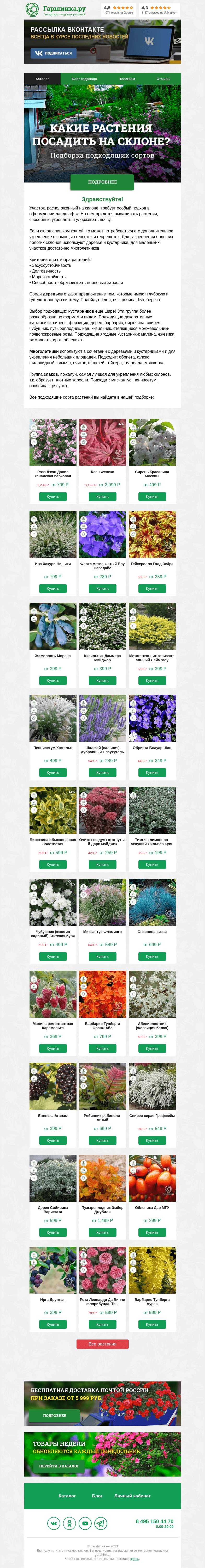 Письмо компании «Гаршинка.ру» на тему «🌺🌼🌱 Какие растения посадить на склоне?»