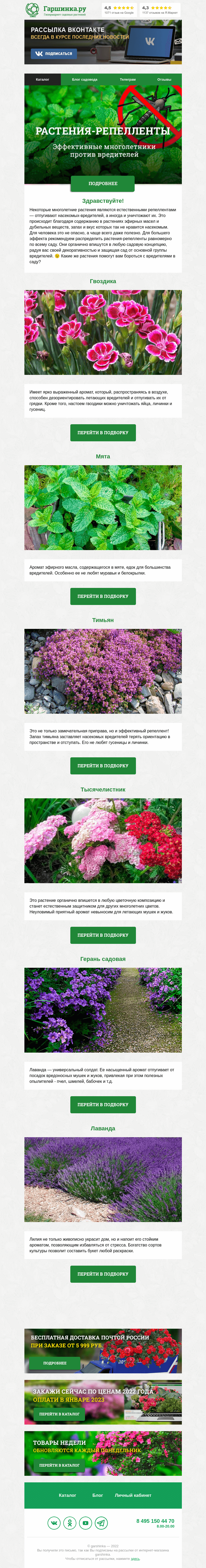 Письмо компании «Гаршинка.ру» на тему «🌿 Растения репелленты»