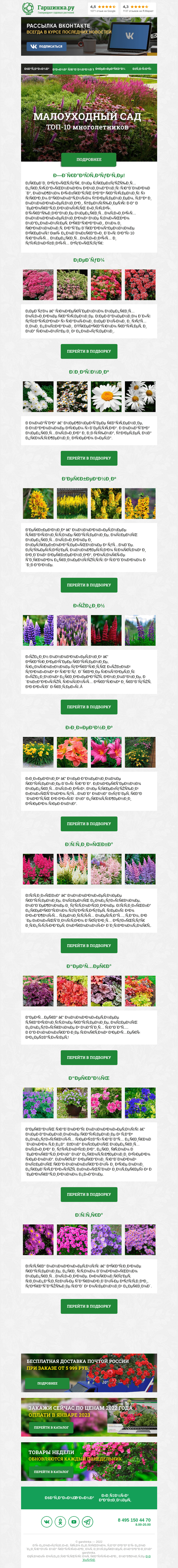 Письмо компании «Гаршинка.ру» на тему «🌸 ТОП-10 растений для малоуходного сада»