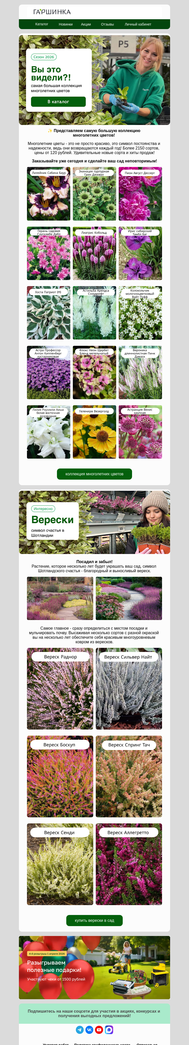 Письмо компании «Гаршинка.ру» на тему «🧐Вы это видели?!🔥Цены от 120₽. Более 2000 сортов.»