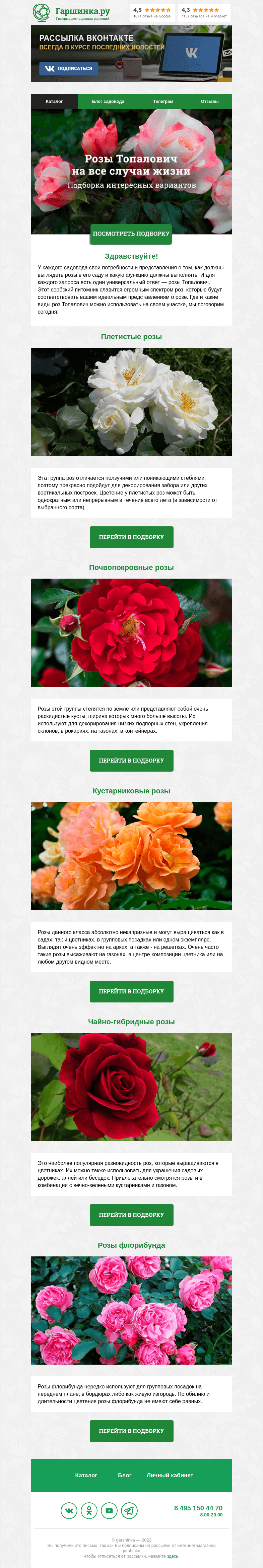 Письмо компании «Гаршинка.ру» на тему «🌹 Розы Топалович на все случаи жизни»