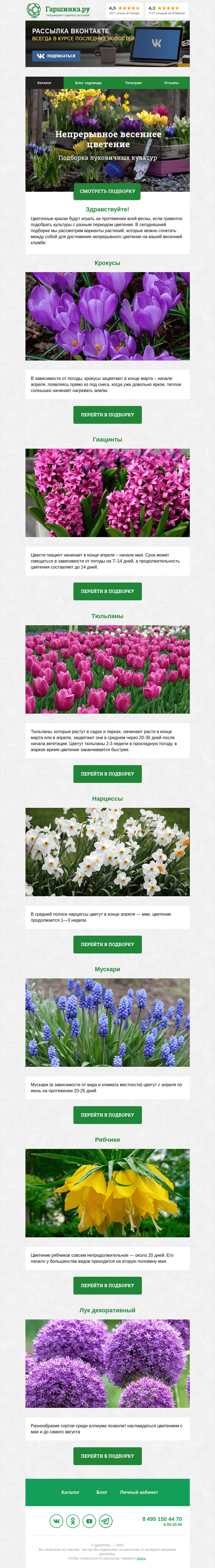 Письмо компании «Гаршинка.ру» на тему «🌼🌸🌺 Непрерывное весеннее цветение»