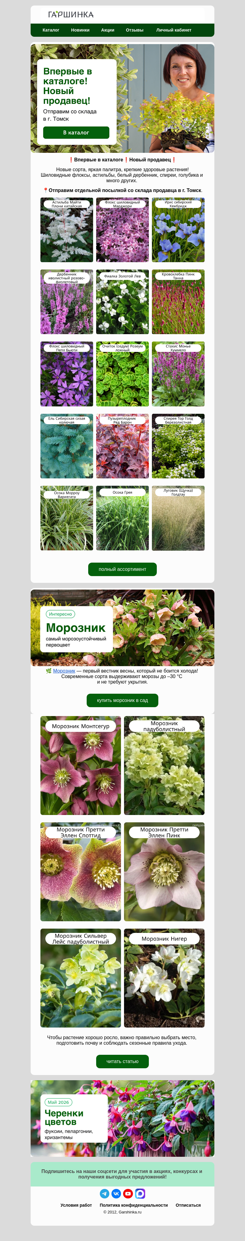 Письмо компании «Гаршинка.ру» на тему «💥Впервые в каталоге! Новый продавец!»
