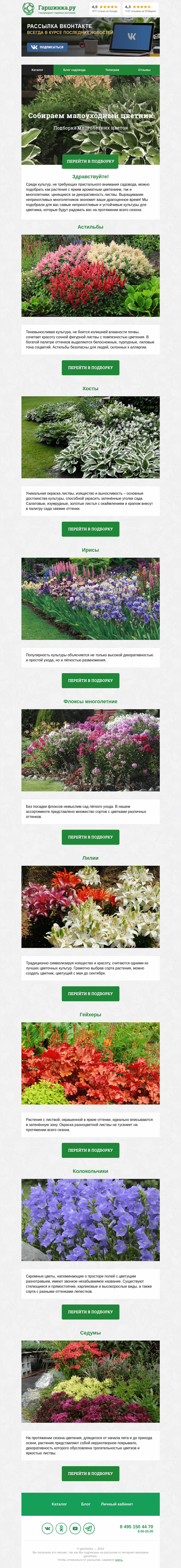 Письмо компании «Гаршинка.ру» на тему «🌿🌼🌾 Собираем малоуходный цветник»