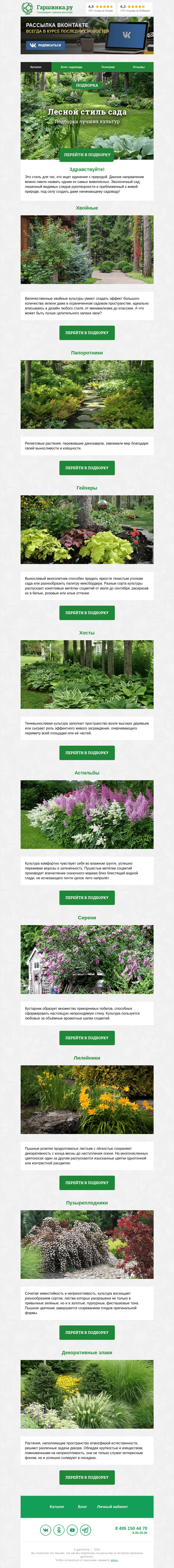Письмо компании «Гаршинка.ру» на тему «🌲🌻🌸🌳 Лесной стиль сада»