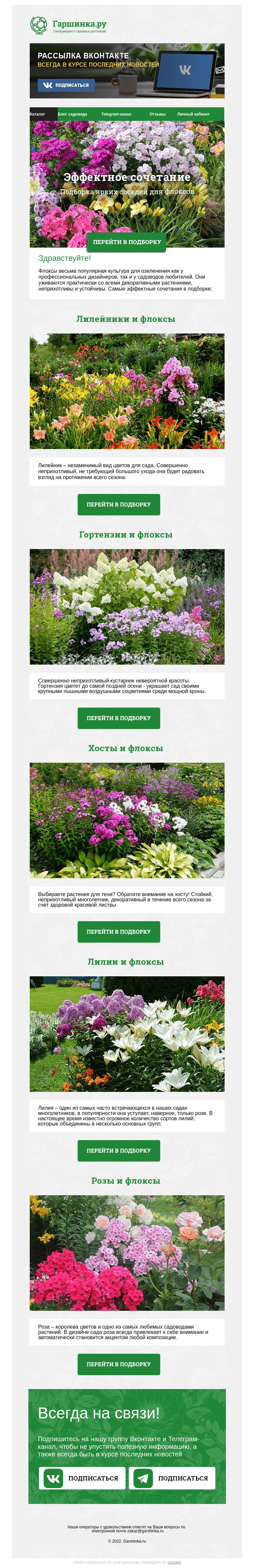 Письмо компании «Гаршинка.ру» на тему «🌸🤗🌿 С чем сажать флоксы?»