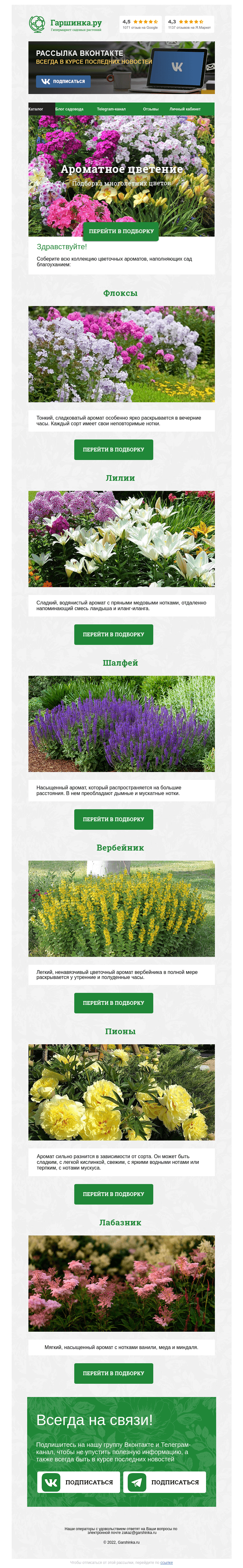 Письмо компании «Гаршинка.ру» на тему «🌸🌼🌻 Ароматное цветение»