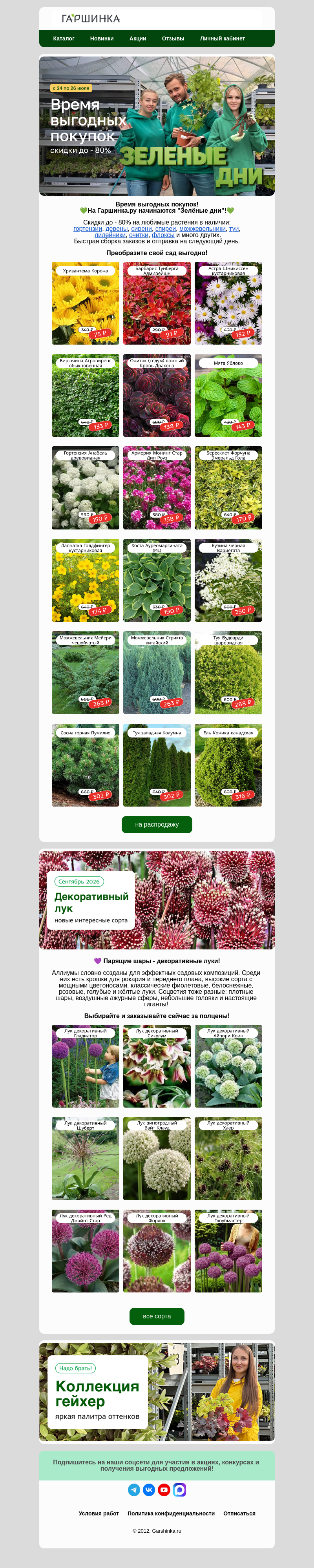 Письмо компании «Гаршинка.ру» на тему «💚Зеленые дни стартуют на Гаршинка.ру🛒»