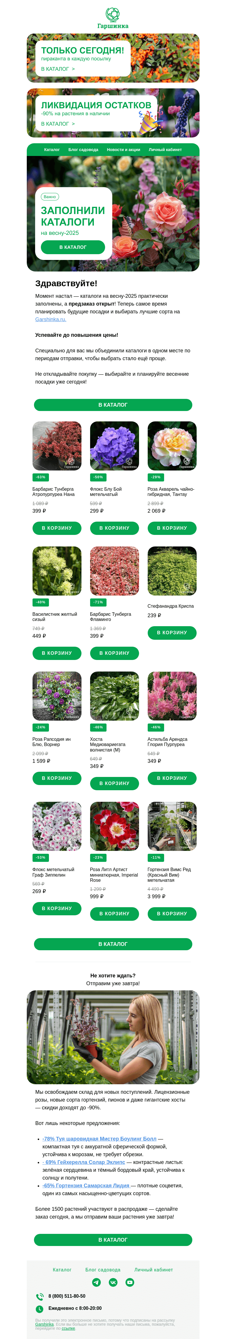 Письмо компании «Гаршинка.ру» на тему «🌿 Заполнили каталоги на весну-2025! Все в одном месте!»