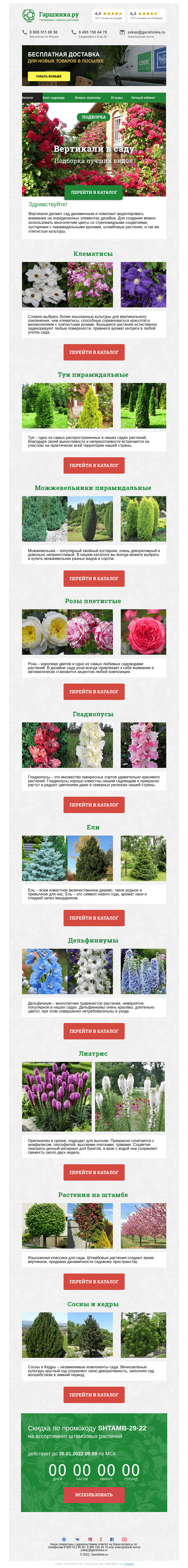 Письмо компании «Гаршинка.ру» на тему «🌸 Вертикали в саду: обзор лучших культур»