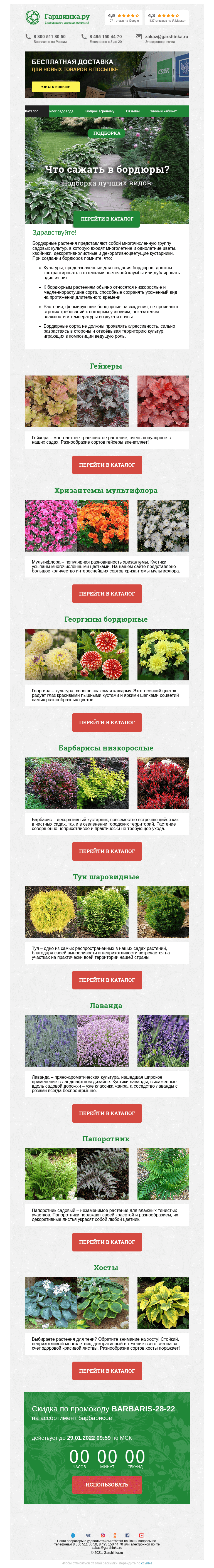 Письмо компании «Гаршинка.ру» на тему «🌱 Что сажать в бордюры?»