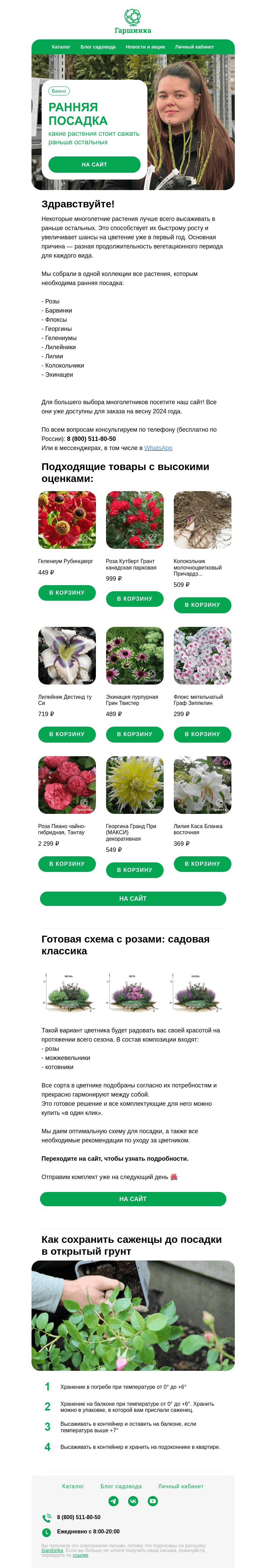 Письмо компании «Гаршинка.ру» на тему «🌺 Какие растения стоит высаживать раньше остальных?»