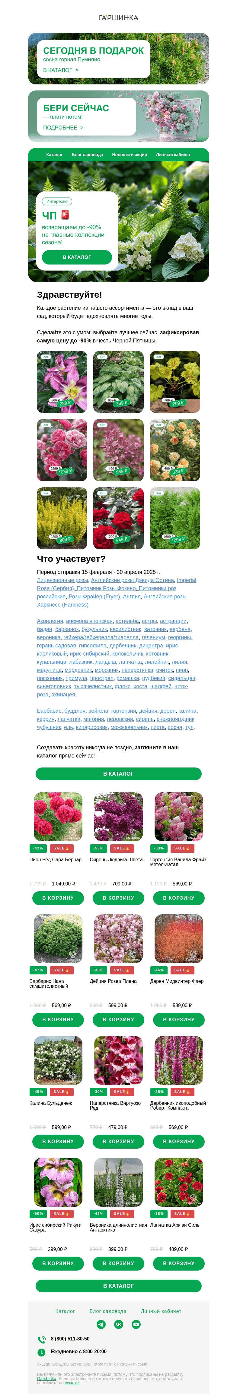 Письмо компании «Гаршинка.ру» на тему «🚨 ЧП! Возвращаем -90% на главные коллекции сезона-2025!»