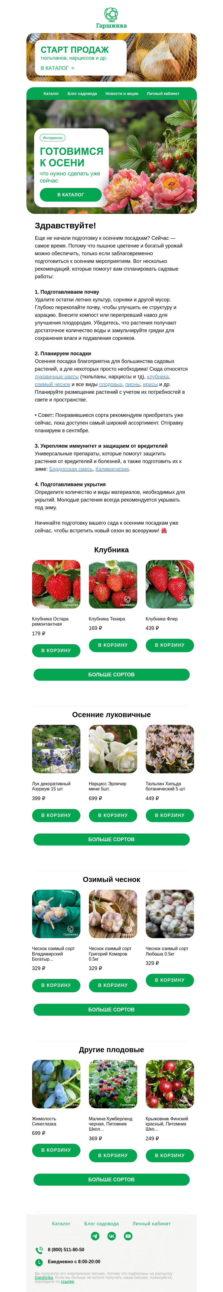 Письмо компании «Гаршинка.ру» на тему «🌸 Готовим сад к осенним посадкам: что нужно сделать уже сейчас!»
