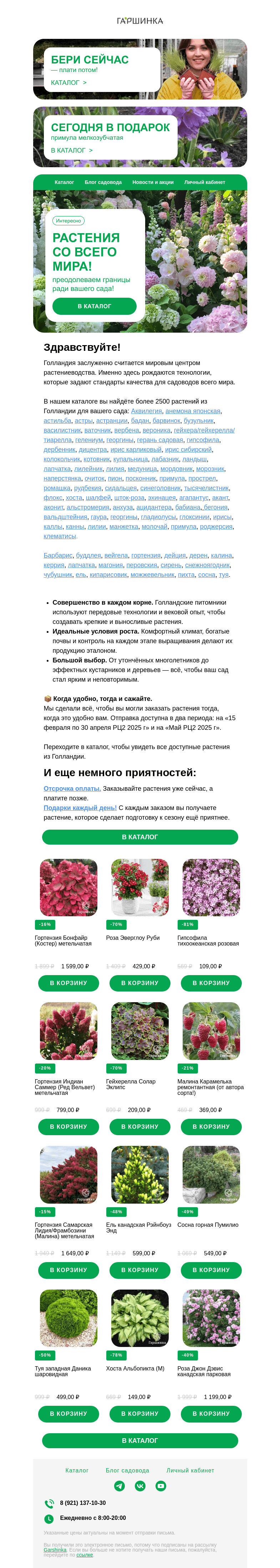 Письмо компании «Гаршинка.ру» на тему «Многолетники со всего мира: преодолеваем границы ради вашего сада!»