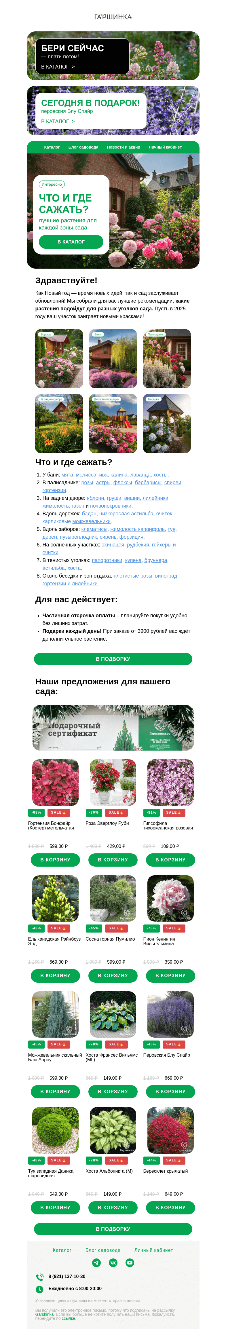 Письмо компании «Гаршинка.ру» на тему «🏡 Лучшие растения для каждой зоны сада!»