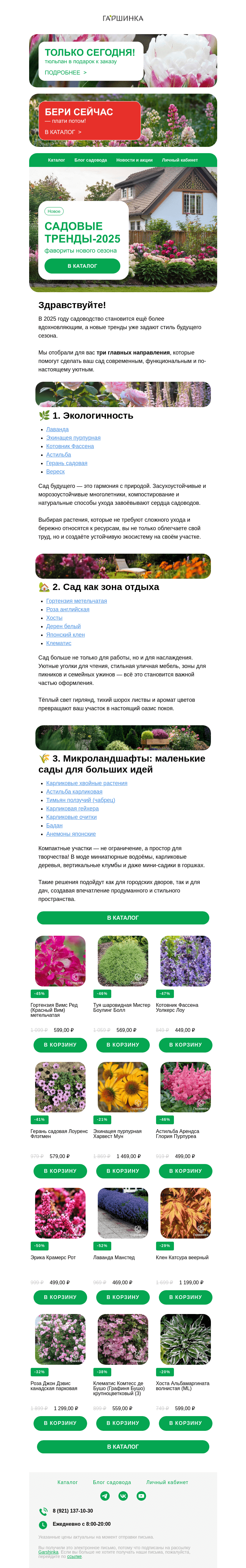 Письмо компании «Гаршинка.ру» на тему «😎 Садовые тренды 2025: фавориты нового сезона»